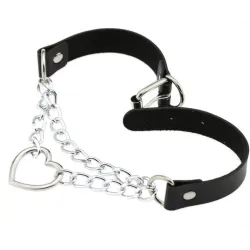 Joy Jewels Metal Heart Collar With Chain BLACK